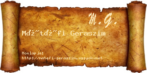 Mátéfi Geraszim névjegykártya